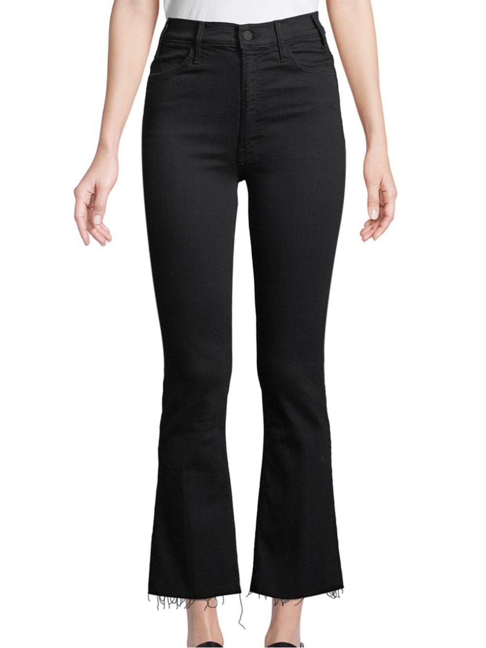 Abercrombie & Fitch Black High-Rise Cropped Ankle Flare Jeans- Size 25 Long